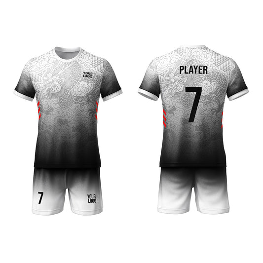 Custom Soccer Uniform - Gradient Silver Dragon - Personalized Kit