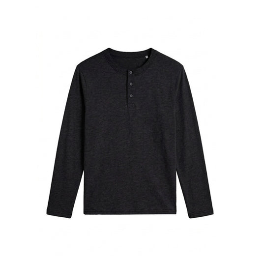 Custom Men Full Sleeves Henley - Solid Color Personalized Top
