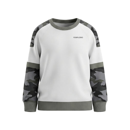 Custom Men Sweatshirt - Arctic Camo Sleeves - Personalized Pullover