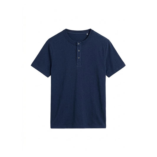 Custom Men Half Sleeves Henley - Solid Color Personalized Top