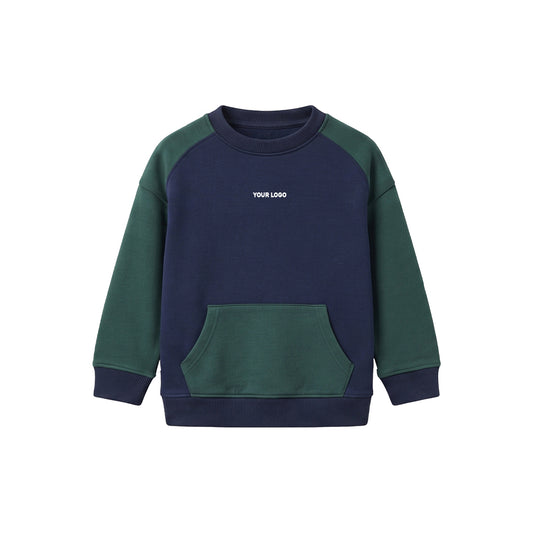 Custom Boys Sweatshirt - Colorblock Kangaroo Pocket - Personalized