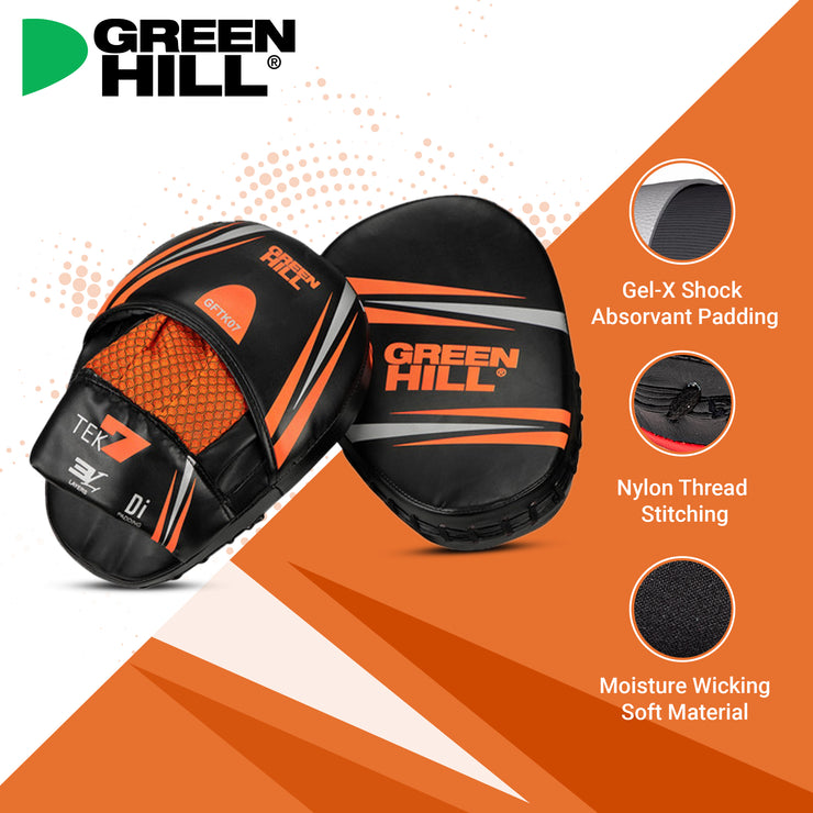 TEK-7 Focus Mitts – Curved Design with GEL-X Shock Absorbent Padding in Artificial Leather