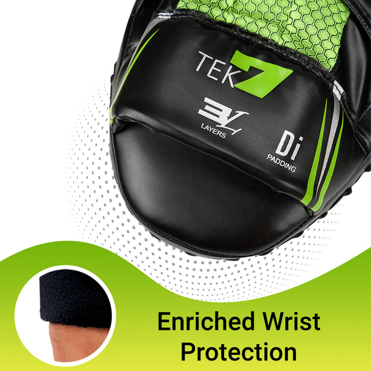 TEK-7 Focus Mitts – Curved Design with GEL-X Shock Absorbent Padding in Artificial Leather