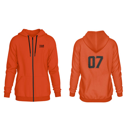 Custom Zipper Hoodie - Solid Design - Personalized Gear