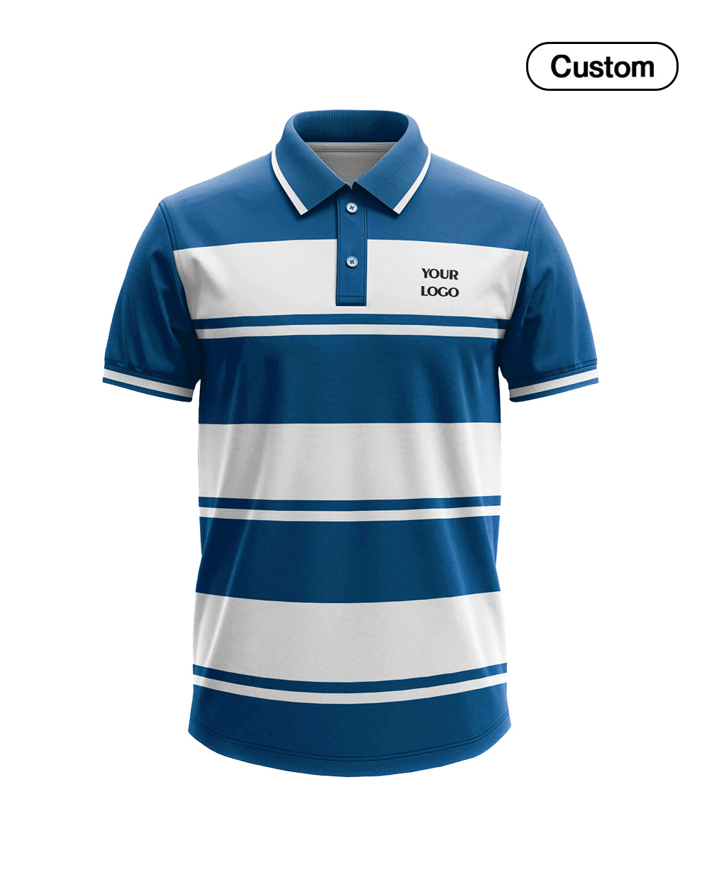 Custom Polo T-Shirt - Striped Color Block Design - Personalized