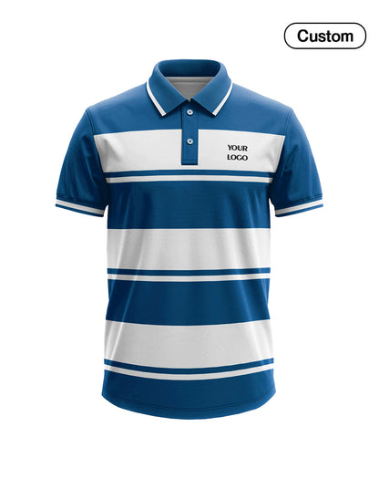 Custom Polo T-Shirt - Striped Color Block Design - Personalized
