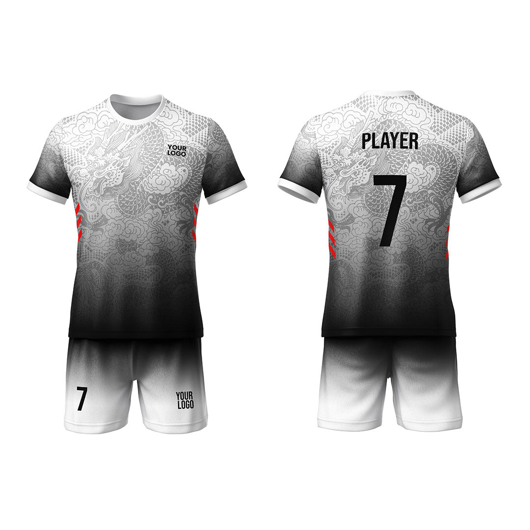 Custom Soccer Uniform - Gradient Silver Dragon - Personalized Kit
