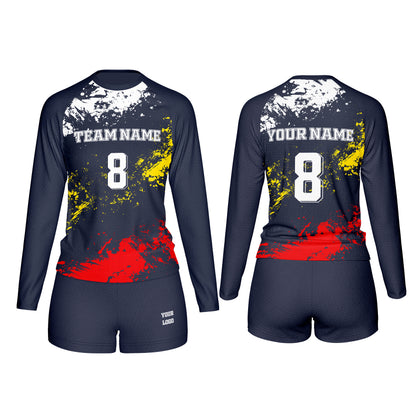 Custom Volleyball Uniform - Abstract Splatter Design - Personalized Kit