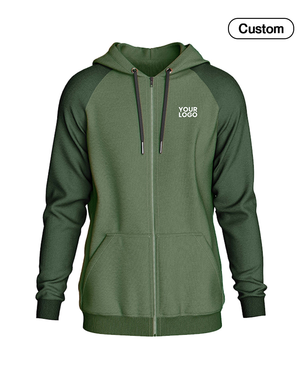 Custom Zipper Hoodie - Solid Raglan - Personalized Sweatshirt