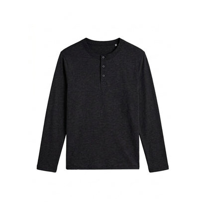 Custom Men Henley Full Sleeves - Solid Personalized Top