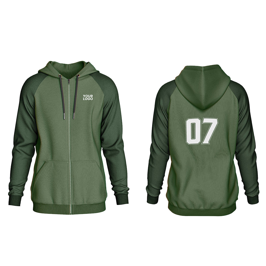 Custom Zipper Hoodie - Solid Raglan - Personalized Sweatshirt
