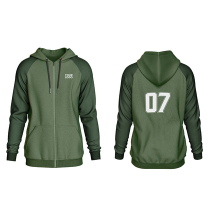 Custom Zipper Hoodie - Solid Raglan - Personalized Sweatshirt