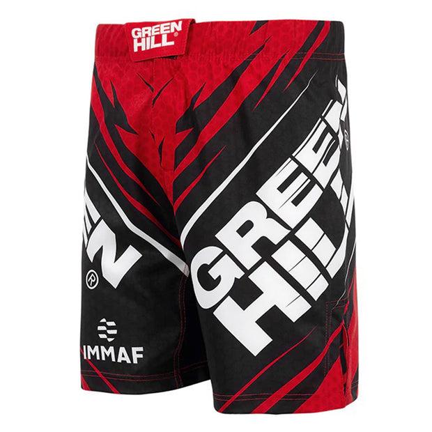 GREEN HILL MMA SHORTS IMMAF APPROVED RED