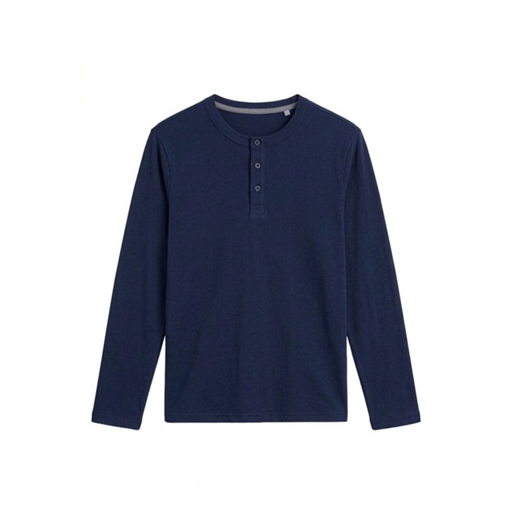 Custom Men Henley Full Sleeves - Solid Personalized Top