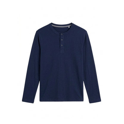 Custom Men Henley Full Sleeves - Solid Personalized Top