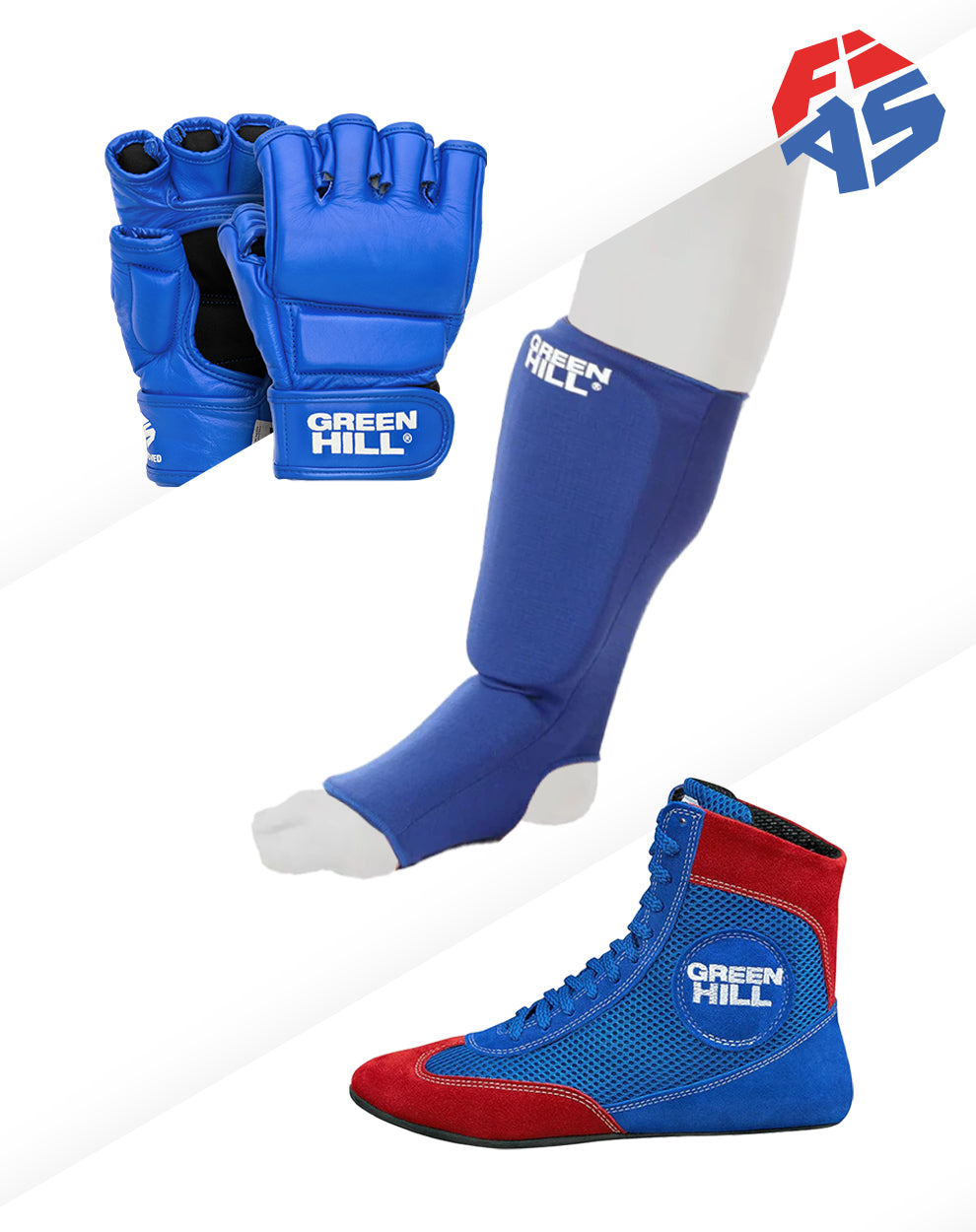 FIAS-Approved Boxing – MMA Gloves + Shin Instep Pads + Sambo Shoes