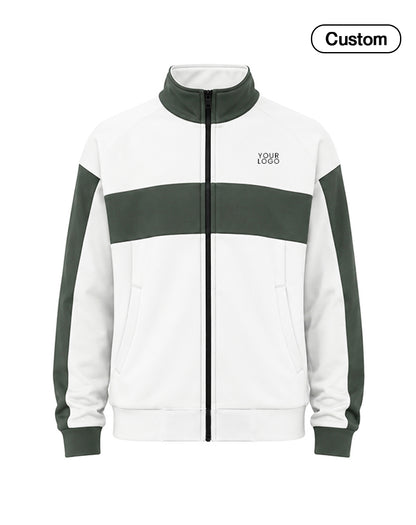 Custom Zip-Up Jacket - Contrast Chest Panel - Personalized Top