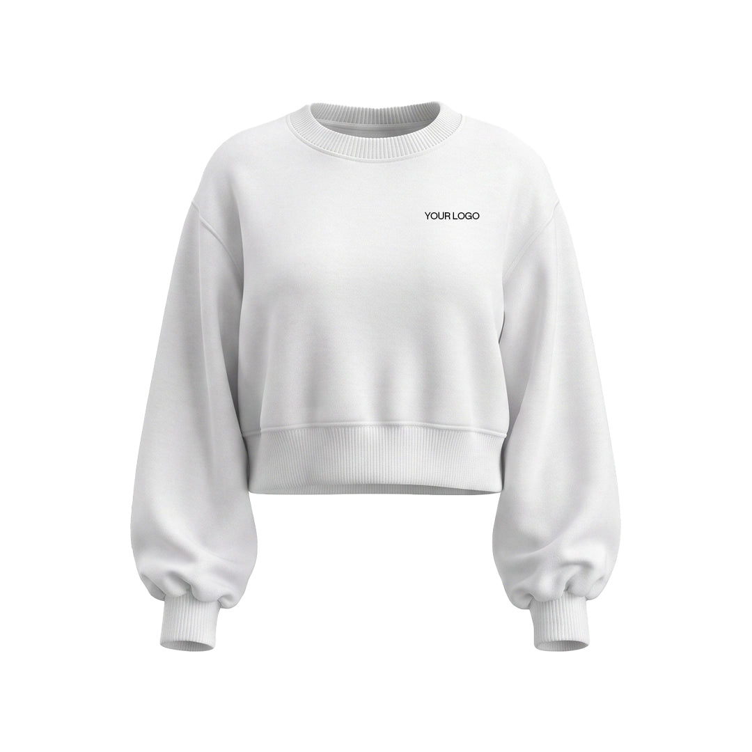 Custom Cropped Sweatshirt - Puff Sleeve - Personalized Pullover