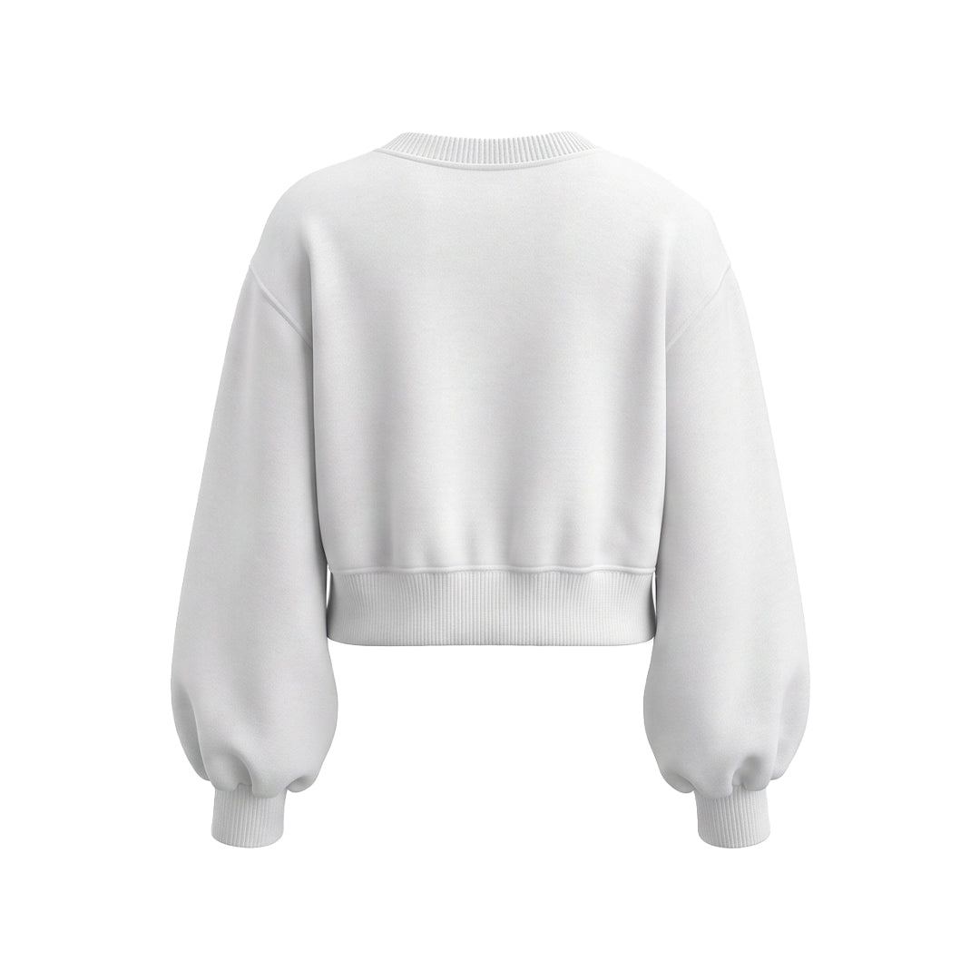 Custom Cropped Sweatshirt - Puff Sleeve - Personalized Pullover