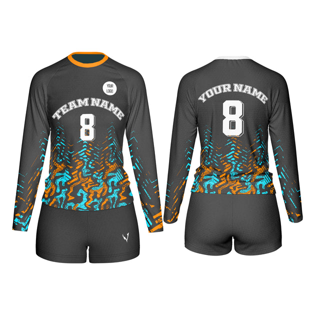 Volleyball Uniforms (Custom) – Orange/Teal