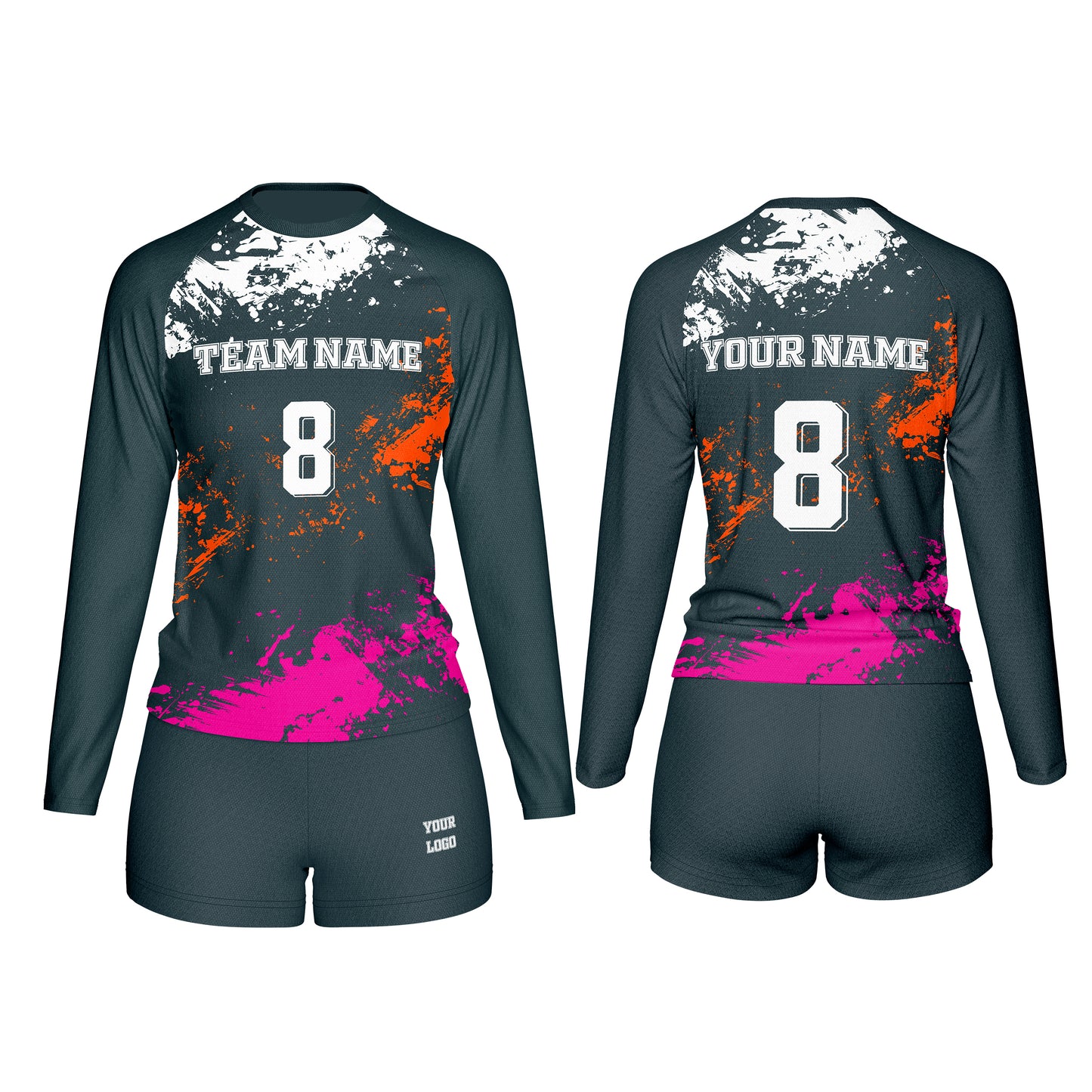 Custom Volleyball Uniform - Abstract Splatter Design - Personalized Kit