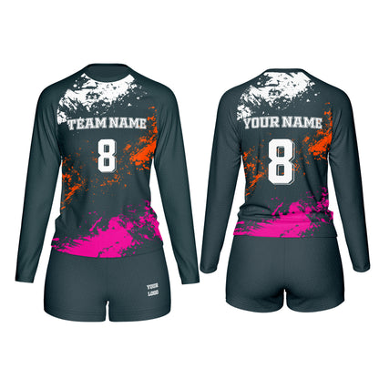 Custom Volleyball Uniform - Abstract Splatter Design - Personalized Kit