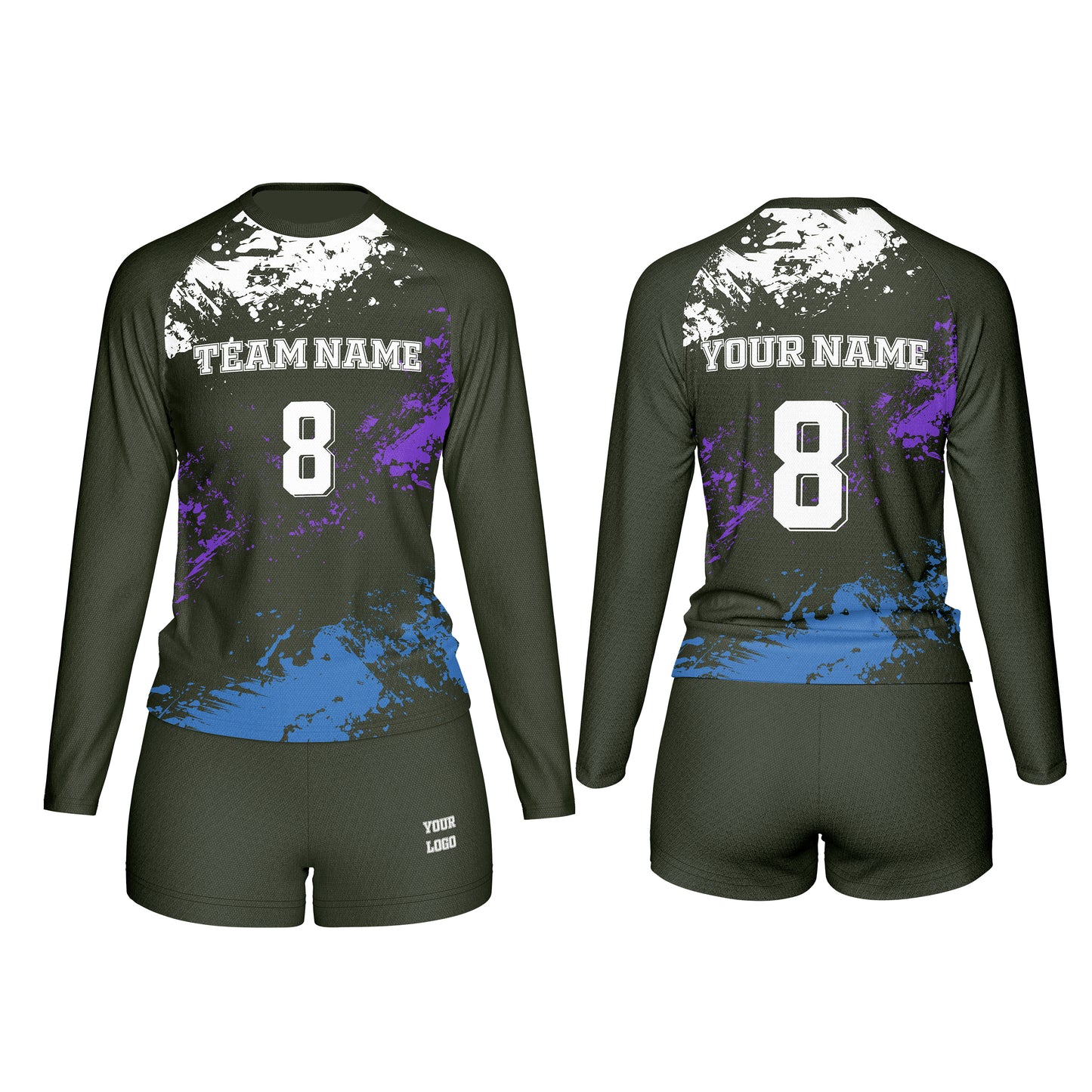 Custom Volleyball Uniform - Abstract Splatter Design - Personalized Kit