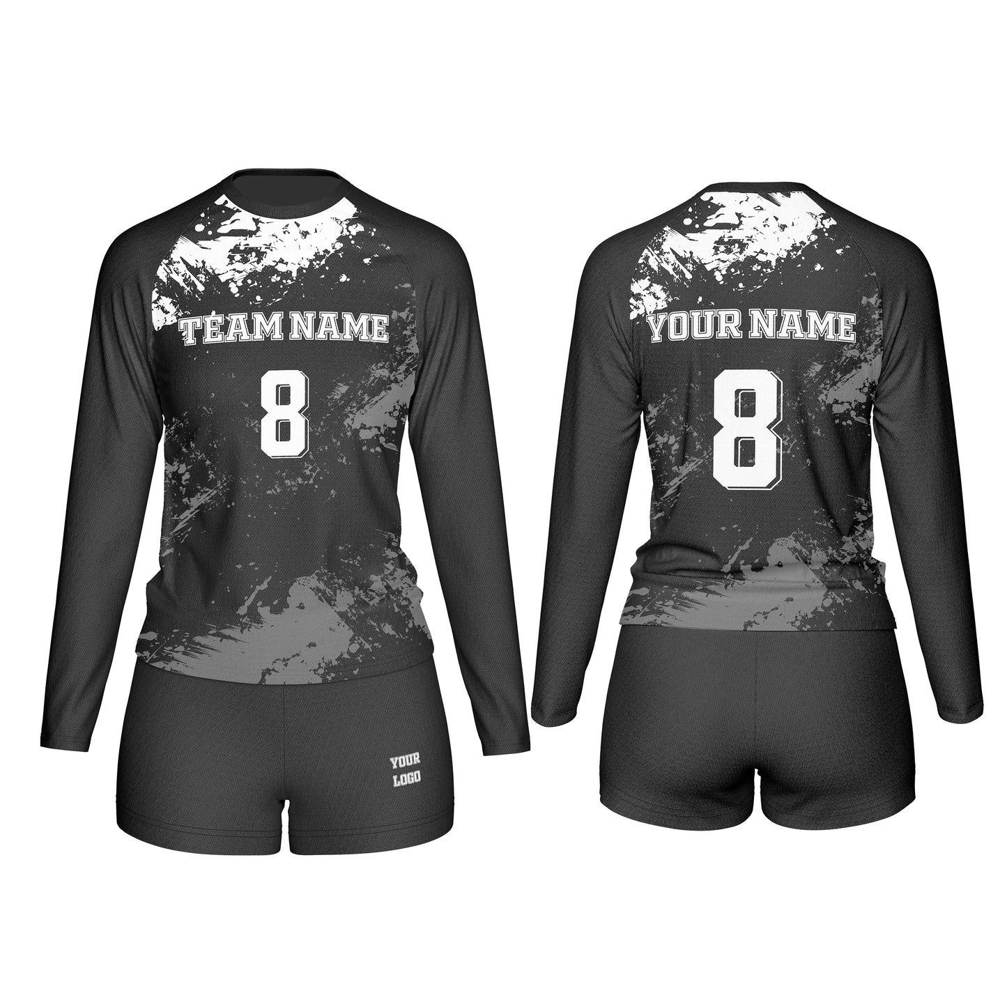Custom Volleyball Uniform - Abstract Splatter Design - Personalized Kit