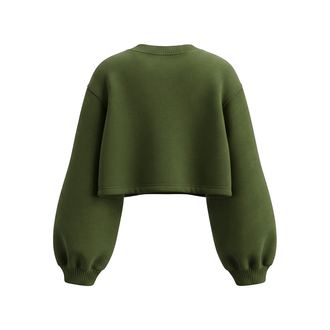 Custom Cropped Sweatshirt - Loose-Hem Balloon Sleeve - Personalized