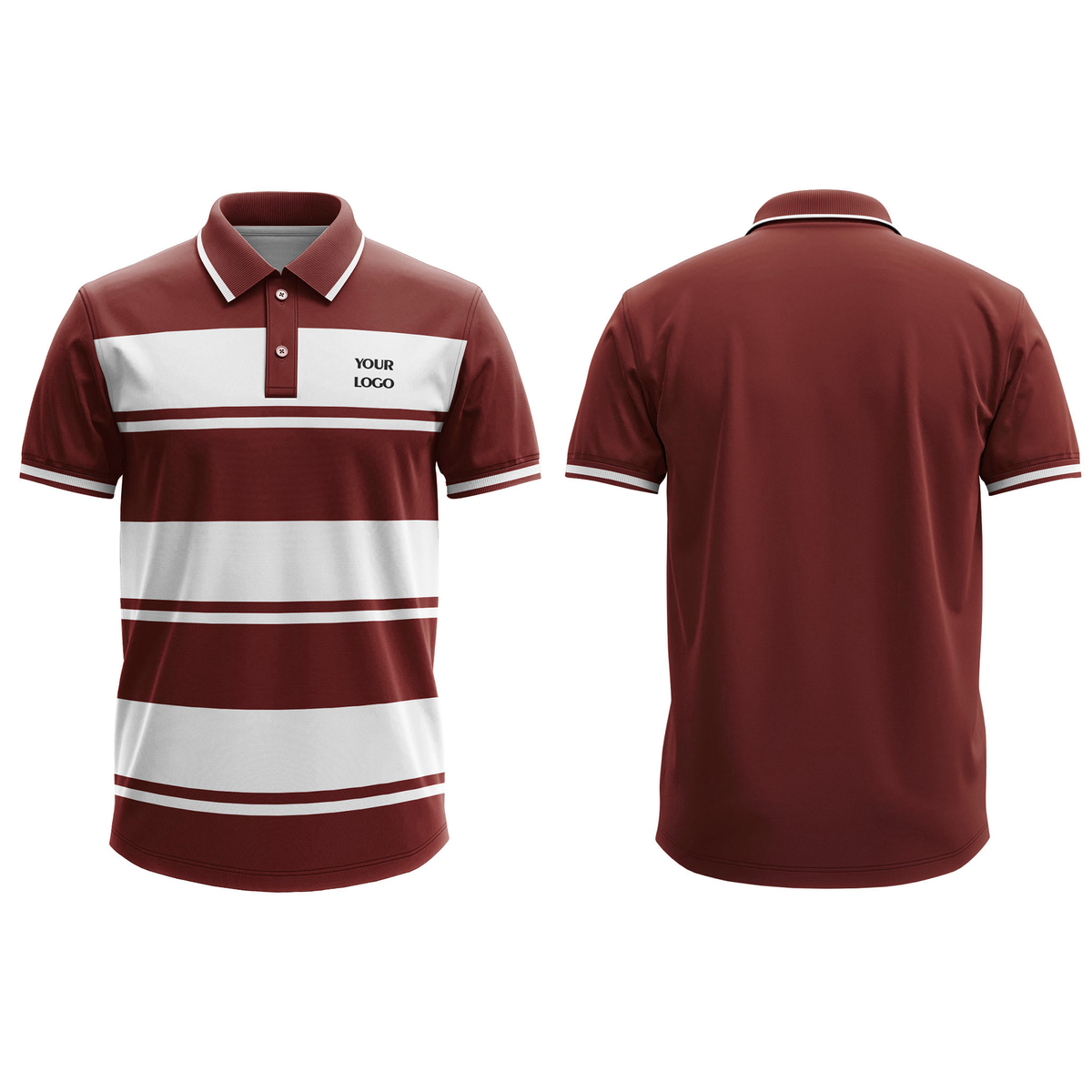 Custom Polo T-Shirt - Striped Color Block Design - Personalized