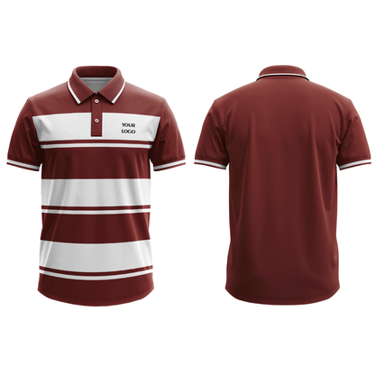 Custom Polo T-Shirt - Striped Color Block Design - Personalized