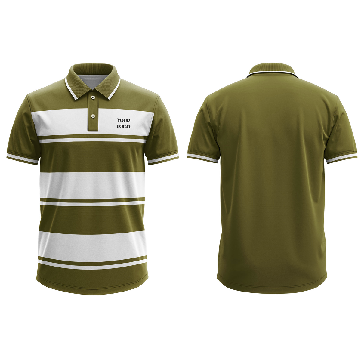Custom Polo T-Shirt - Striped Color Block Design - Personalized