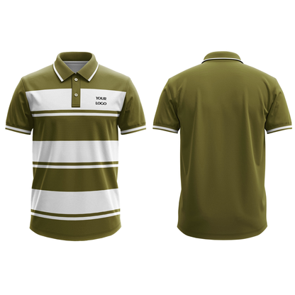 Custom Polo T-Shirt - Striped Color Block Design - Personalized