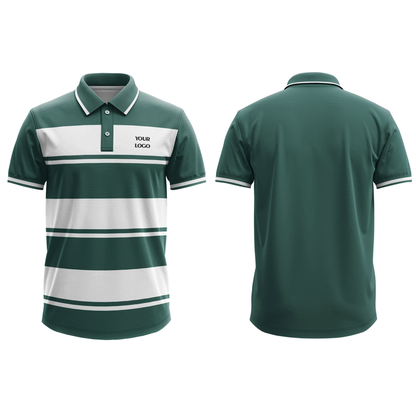 Custom Polo T-Shirt - Striped Color Block Design - Personalized