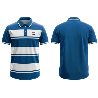 Custom Polo T-Shirt - Striped Color Block Design - Personalized