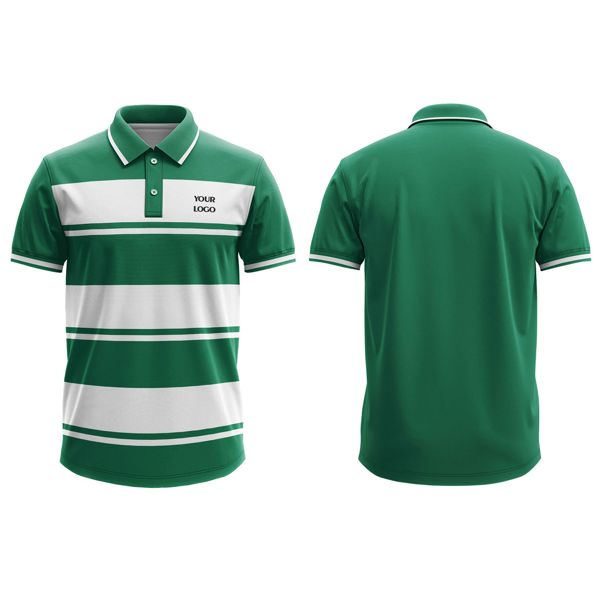 Custom Polo T-Shirt - Striped Color Block Design - Personalized