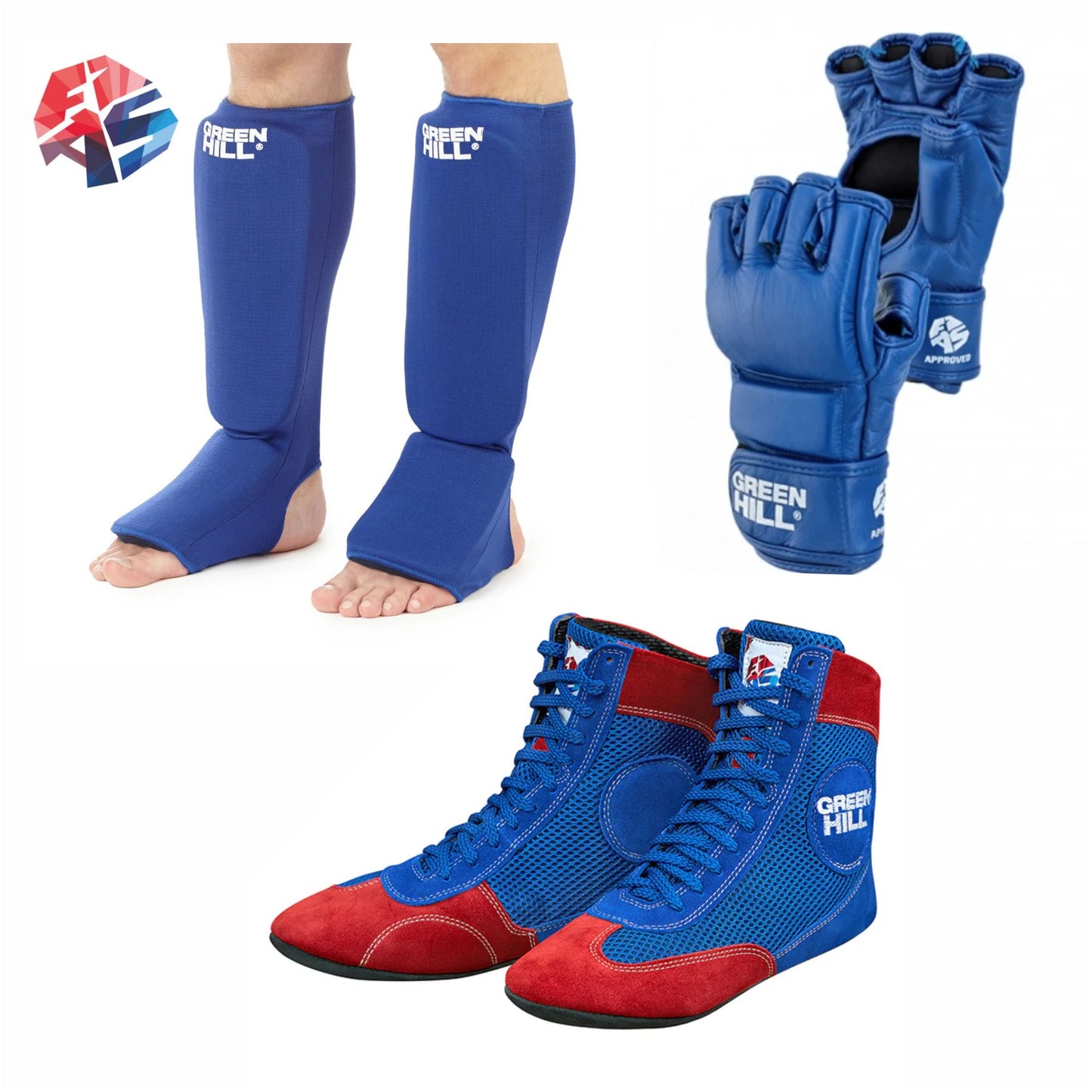 FIAS-Approved Boxing – MMA Gloves + Shin Instep Pads + Sambo Shoes