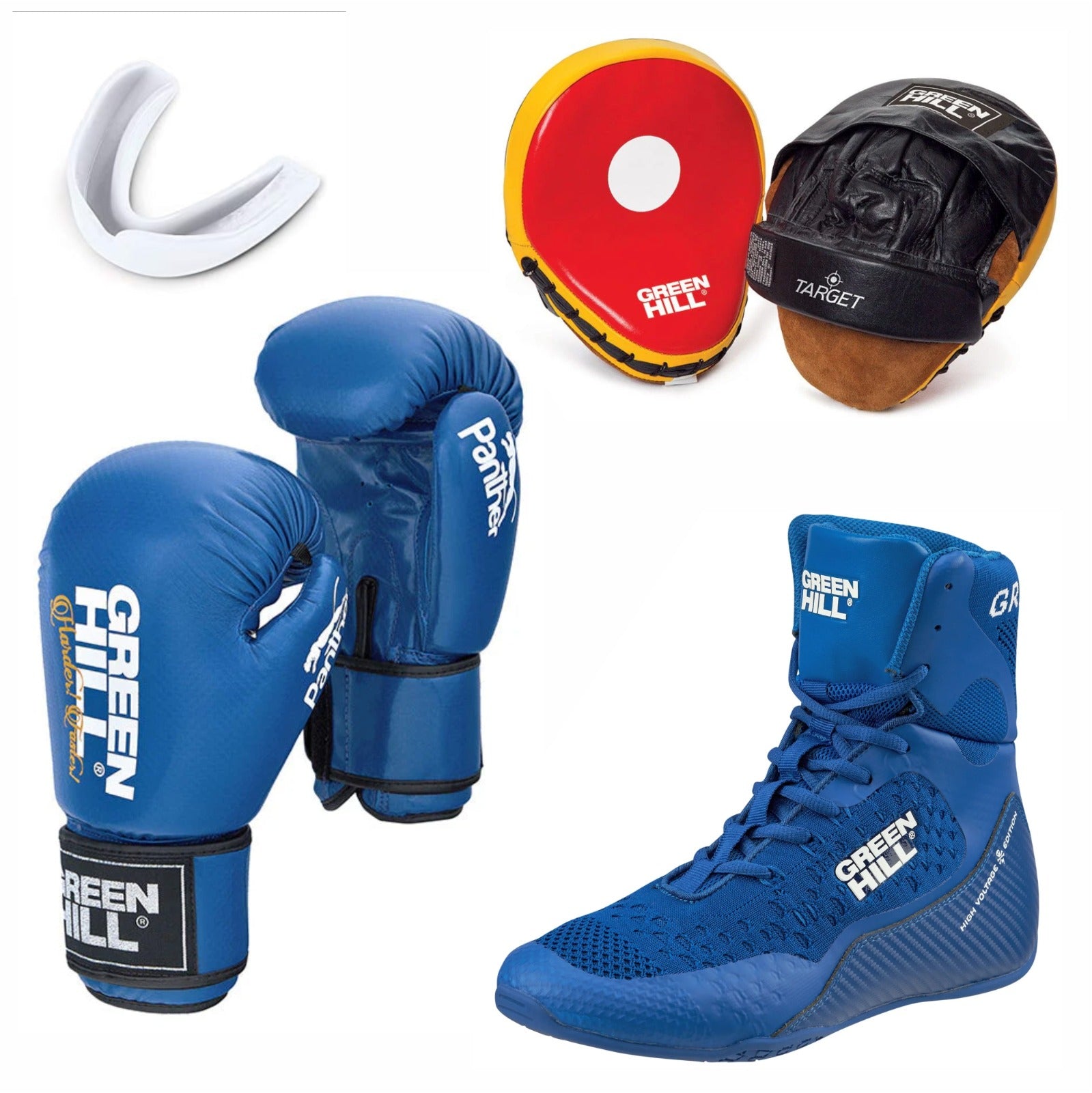 Boxing Gloves PANTHER + Mouth Guard ADULT + Focus Mitts TARGET + Shoes CLASSIC