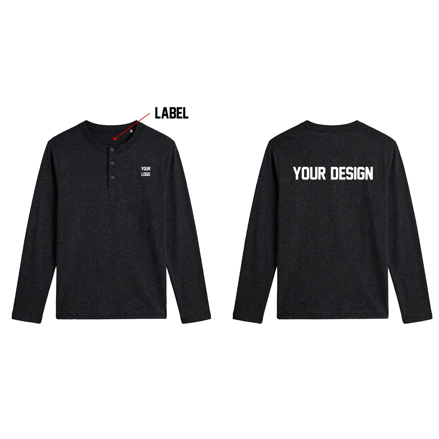 Custom Men Henley Full Sleeves - Solid Personalized Top
