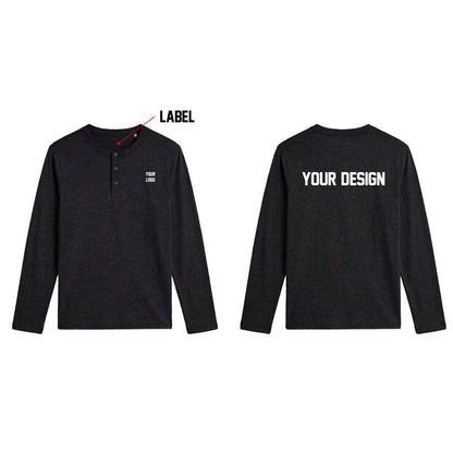 Custom Men Henley Full Sleeves - Solid Personalized Top