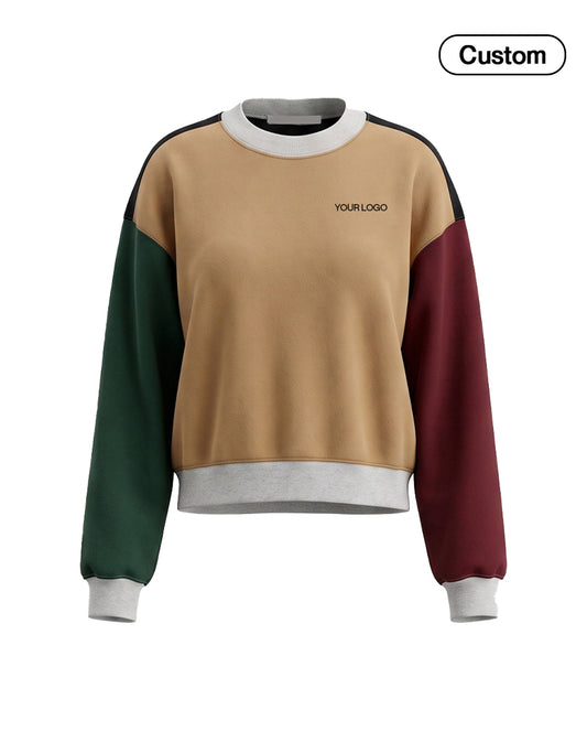 Custom Women Sweatshirt - Multi-Color Block - Personalized Top