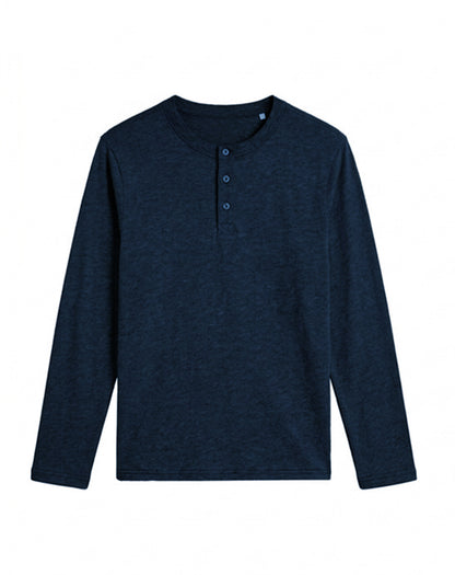 Custom Men Henley Full Sleeves - Solid Personalized Top