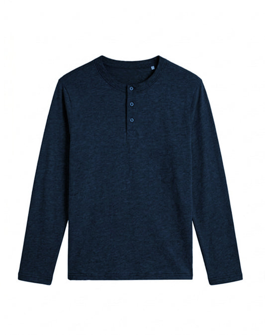 Custom Men Henley Full Sleeves - Solid Personalized Top