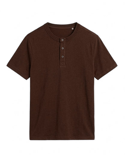 Custom Men Henley Half Sleeves - Solid Personalized Top