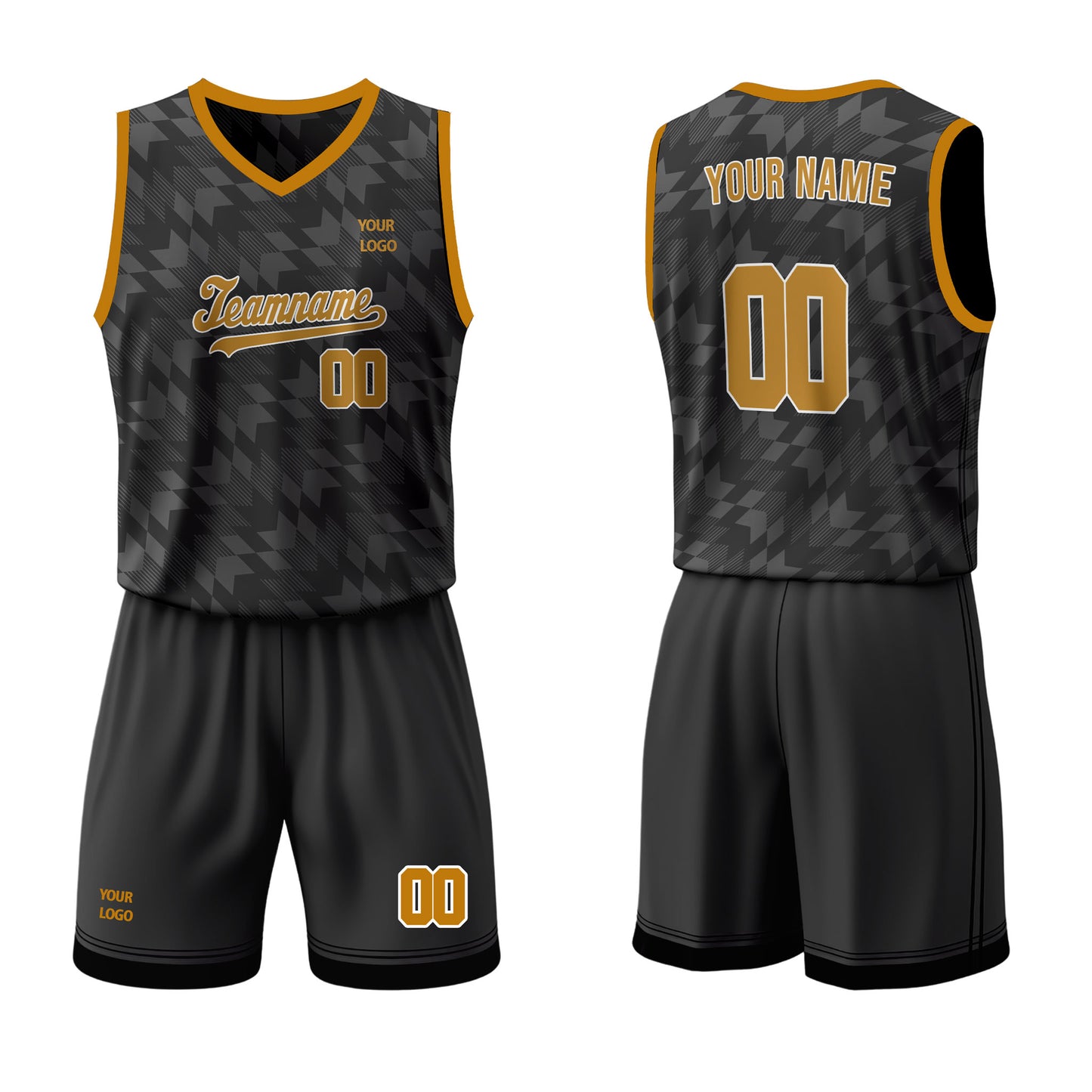 Custom Basketball Uniform - Black Abstract Personalized Kit