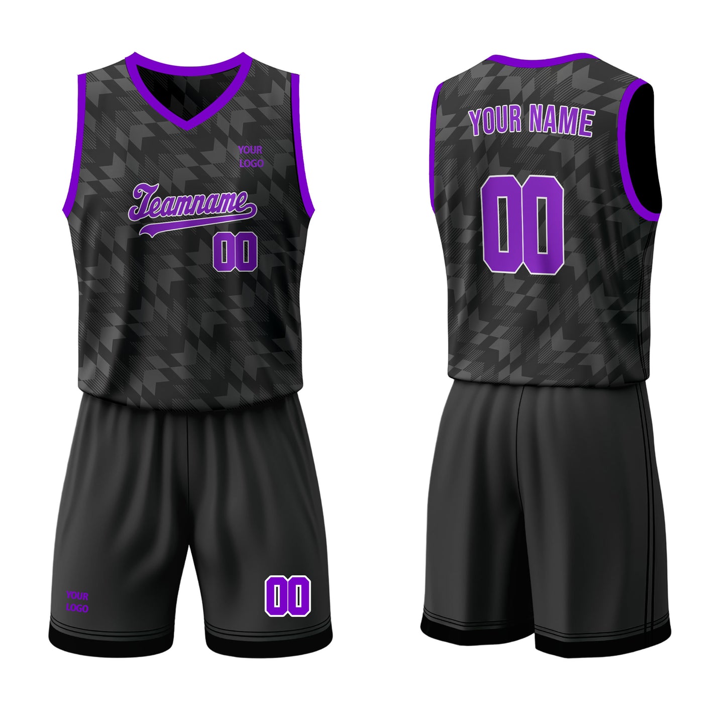 Custom Basketball Uniform - Black Abstract Personalized Kit