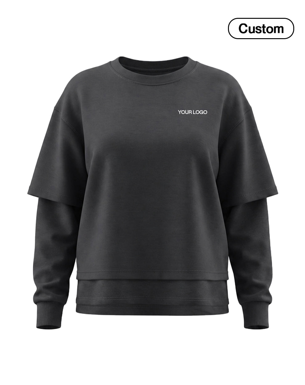 Custom Women Sweatshirt - Oversized Layered Look - Personalized Top