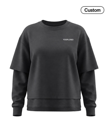 Custom Women Sweatshirt - Oversized Layered Look - Personalized Top