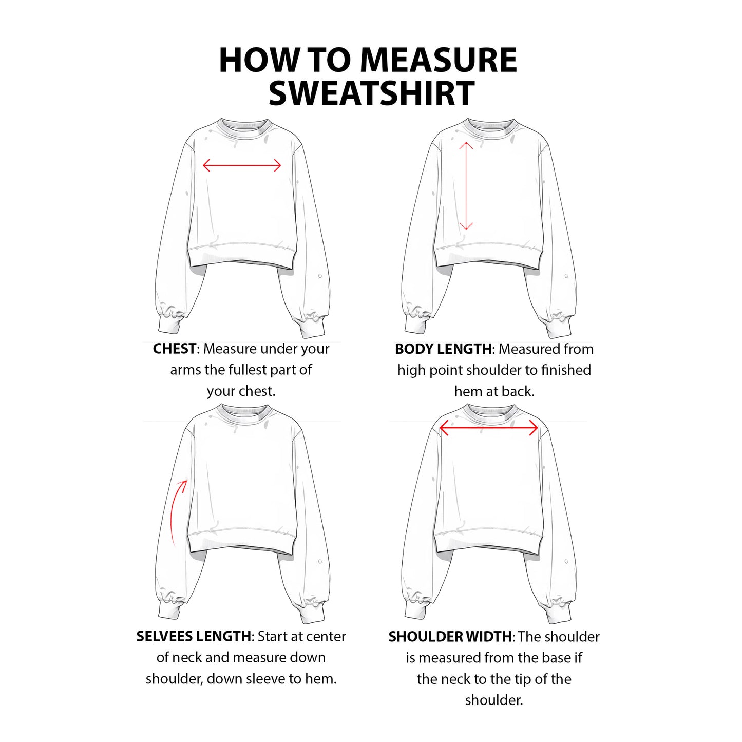 Custom Cropped Sweatshirt - Balloon Sleeve Loose Hem - Personalized