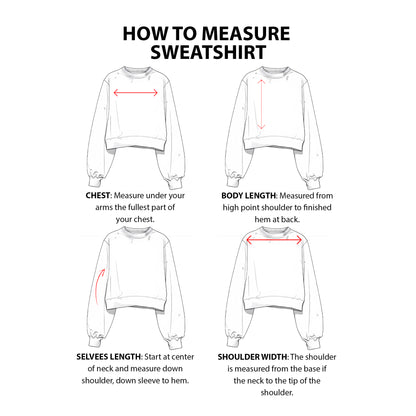 Custom Cropped Sweatshirt - Balloon Sleeve Loose Hem - Personalized